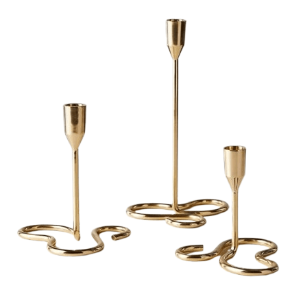 ALUMINIUM LOOP CANDLE HOLDER SET OF 3 (GOLD)